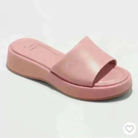 New!  WIDE WIDTH Pink Carlita Wedge Platform Slide Sandals - A New Day 8.5 Wide - Picture 1 of 9
